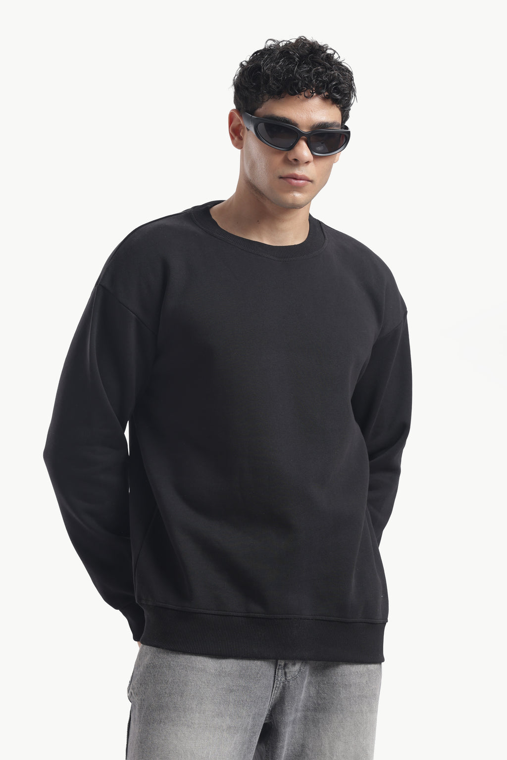 Sweatshirt - 100% Cotton Fleece - Black