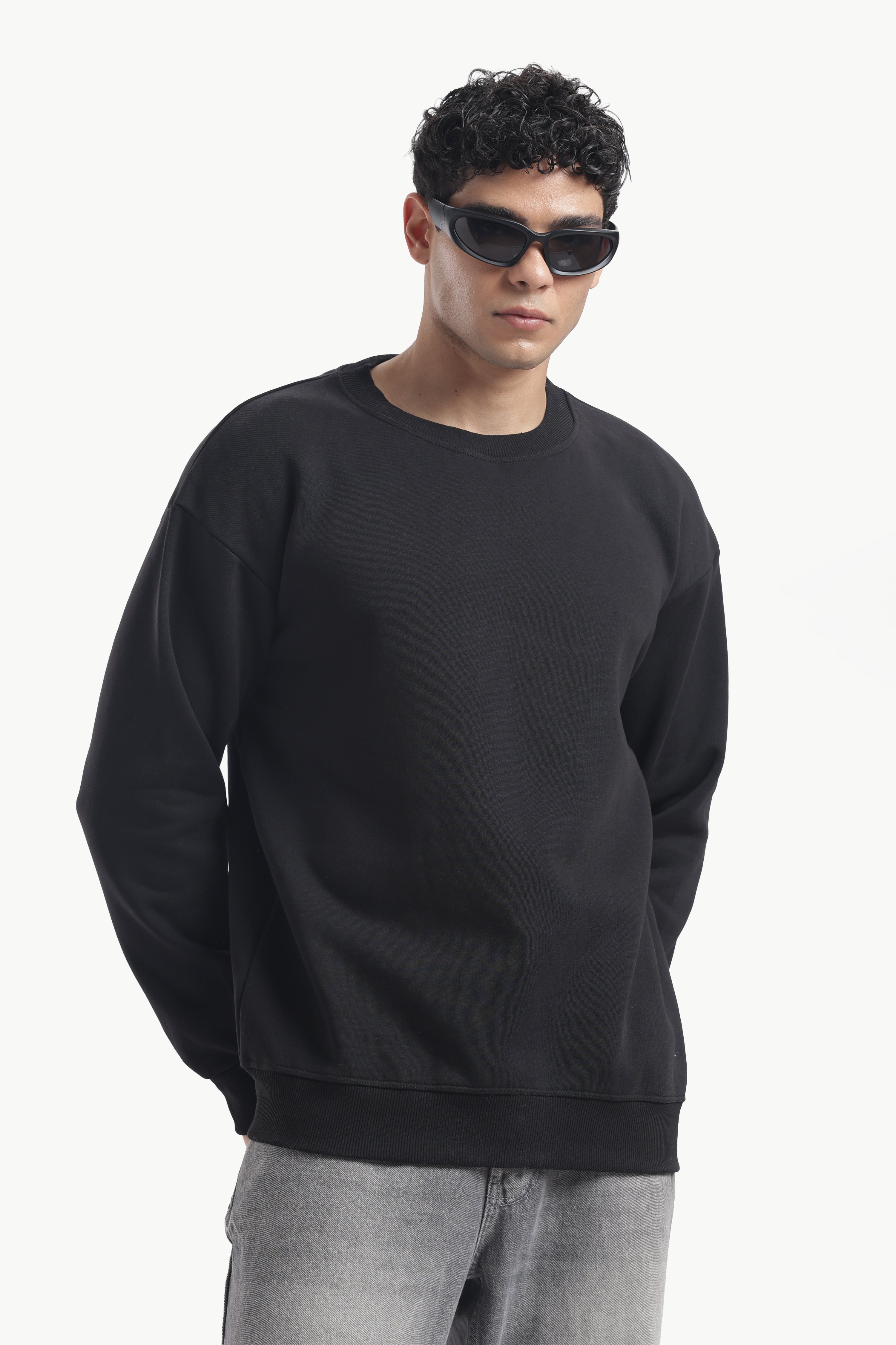 Sweatshirt - 100% Cotton Fleece - Black