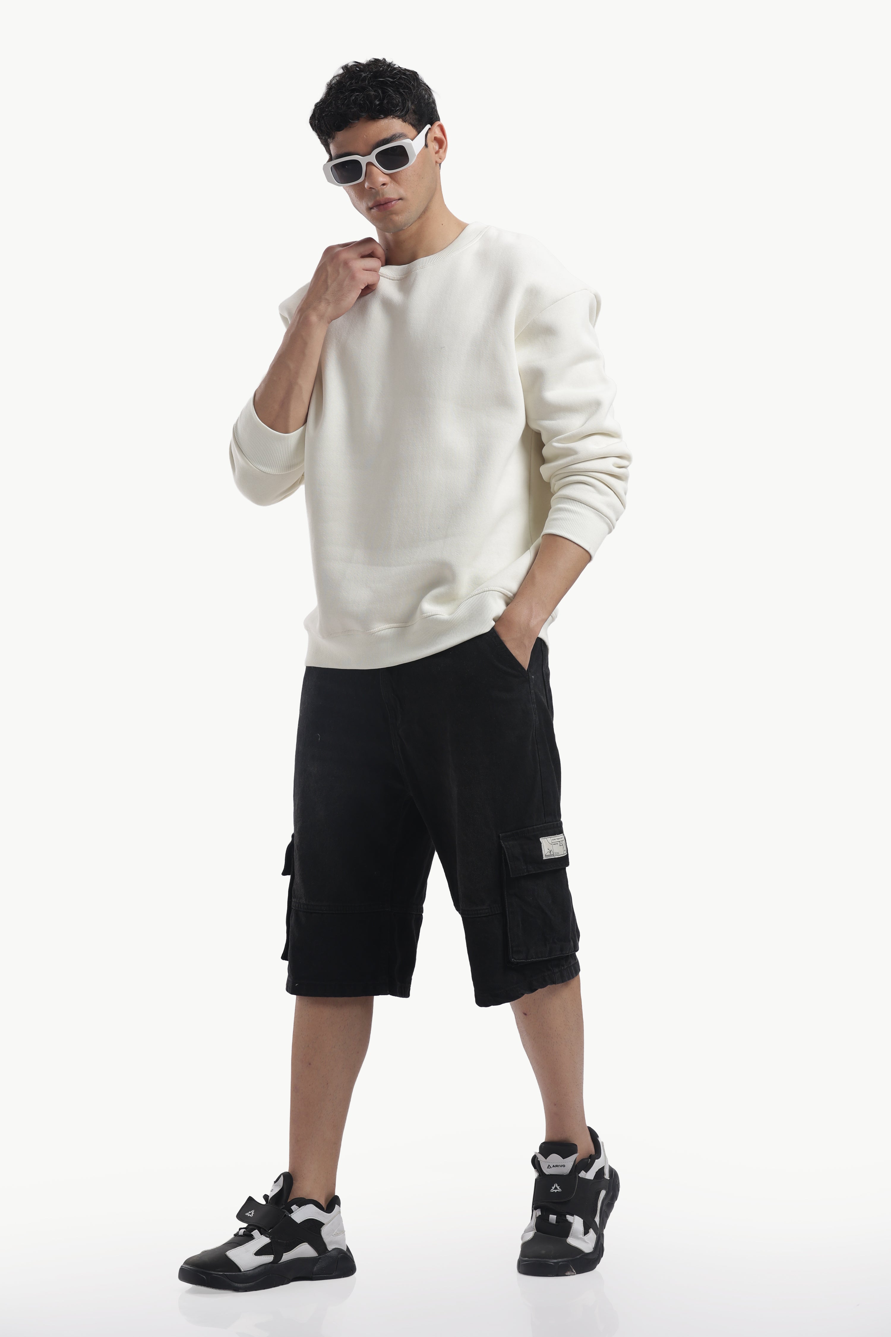 Sweatshirt - 100% Cotton Fleece - Off White