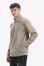 Half Zipper Pullover - Imported Velvet Fabric - Black - Regular Fit