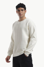 Sweatshirt - 100% Cotton Fleece - Off White