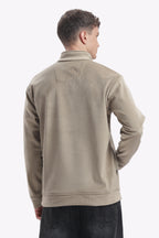 Half Zipper Pullover - Imported Velvet Fabric - Black - Regular Fit