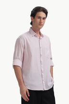 Cotton Linen Relaxed Fit Shirt (Baby Pink)