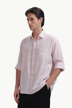 Cotton Linen Relaxed Fit Shirt (Baby Pink)