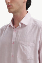 Cotton Linen Relaxed Fit Shirt (Baby Pink)