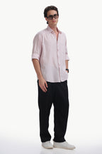 Cotton Linen Relaxed Fit Shirt (Baby Pink)
