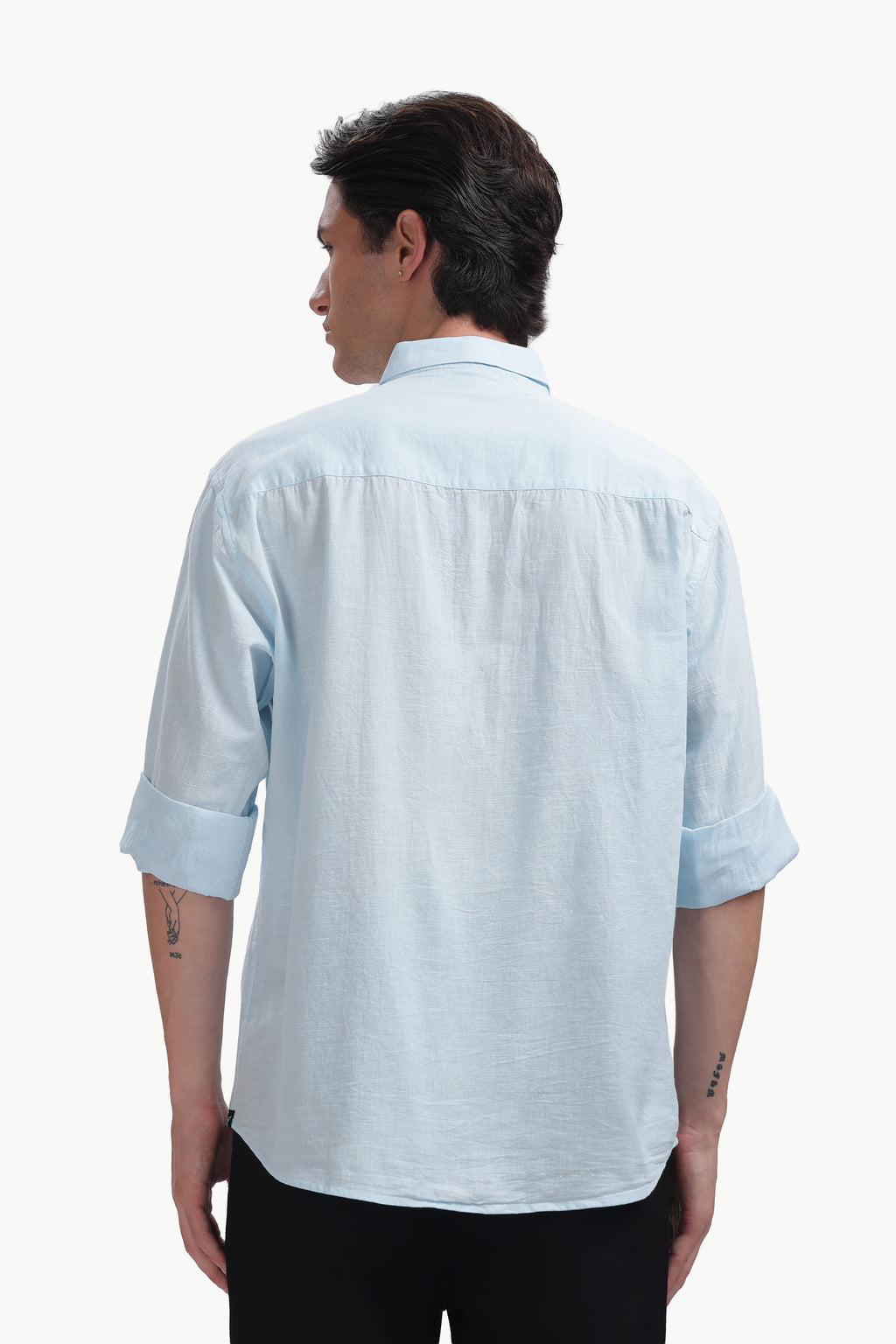 Cotton Linen Relaxed Fit Shirt (Sky Blue)