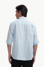 Cotton Linen Relaxed Fit Shirt (Sky Blue)