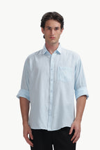 Cotton Linen Relaxed Fit Shirt (Sky Blue)