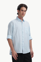 Cotton Linen Relaxed Fit Shirt (Sky Blue)