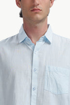 Cotton Linen Relaxed Fit Shirt (Sky Blue)