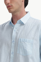 Cotton Linen Relaxed Fit Shirt (Sky Blue)