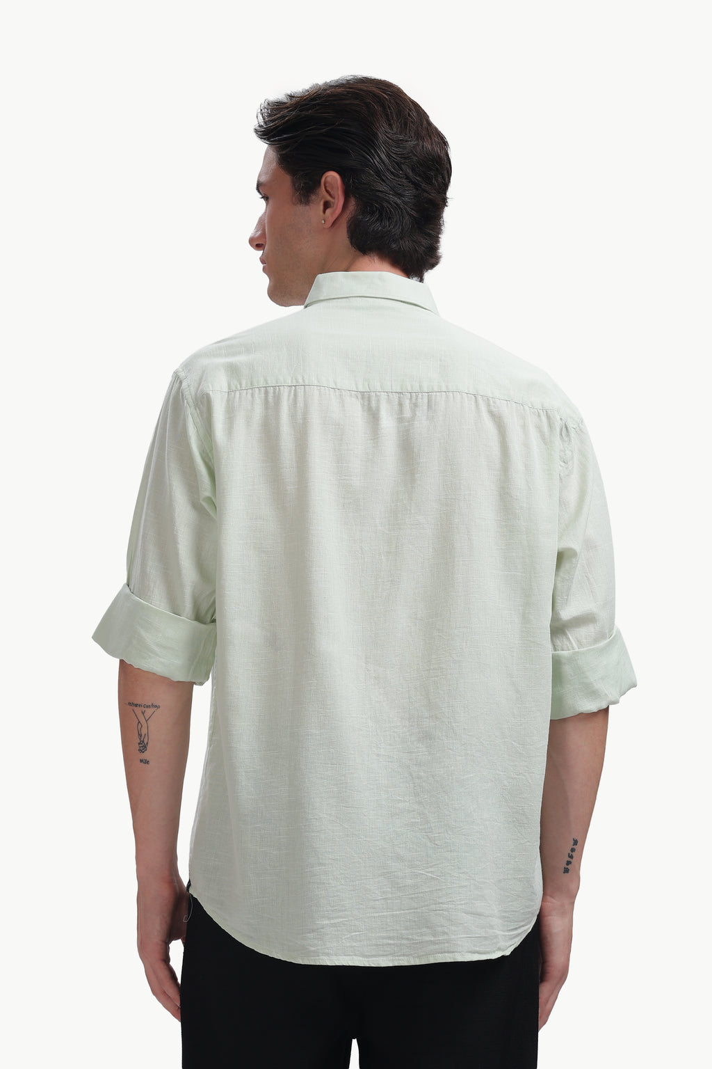 Cotton Linen Relaxed Fit Shirt (Seafoam Green)