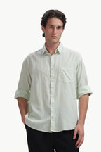Cotton Linen Relaxed Fit Shirt (Seafoam Green)