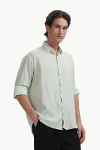 Cotton Linen Relaxed Fit Shirt (Seafoam Green)