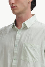 Cotton Linen Relaxed Fit Shirt (Seafoam Green)