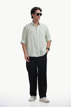 Cotton Linen Relaxed Fit Shirt (Seafoam Green)