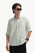 Cotton Linen Relaxed Fit Shirt (Seafoam Green)
