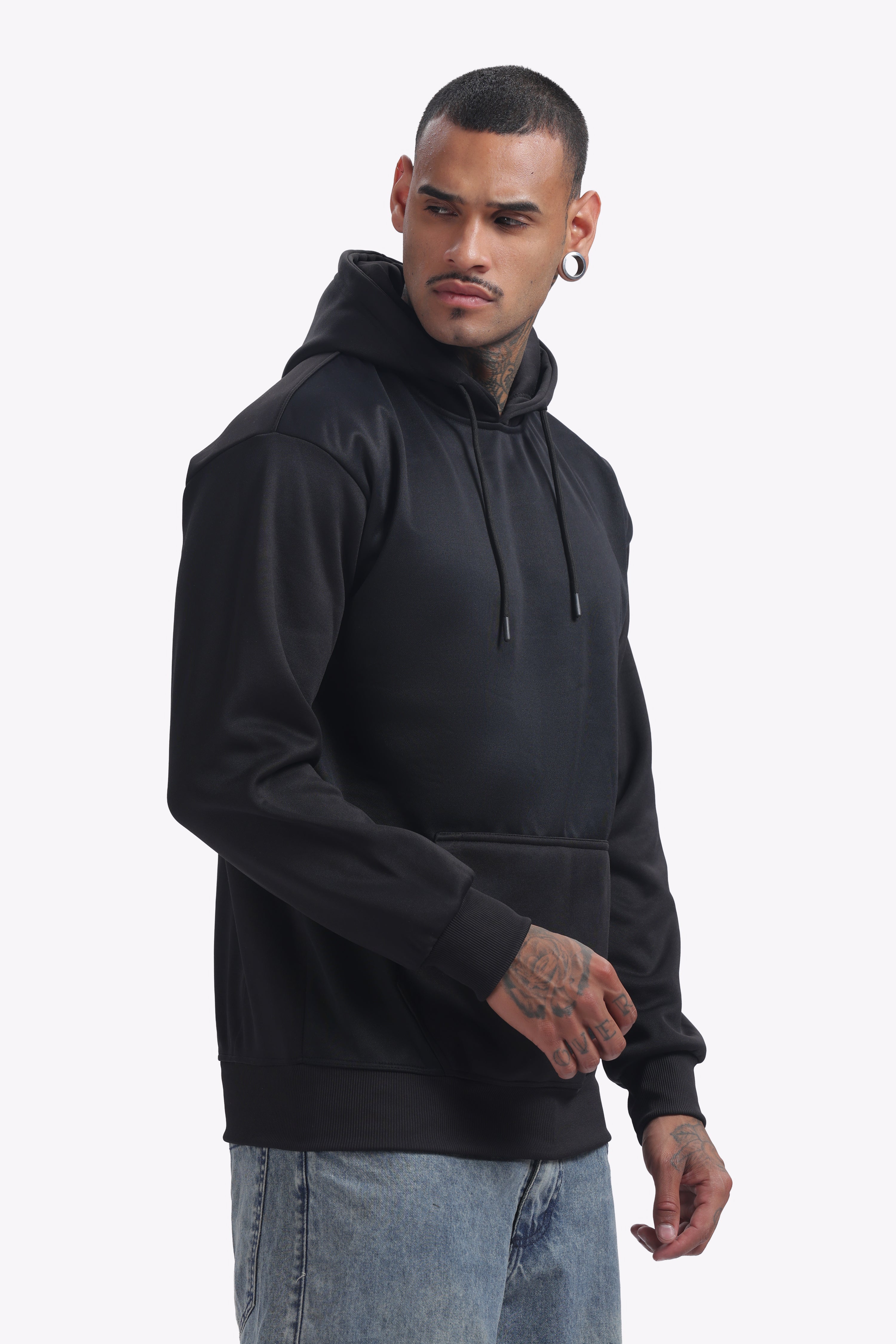 Hoodie - Russian Fleece - Dropshoulder - Black