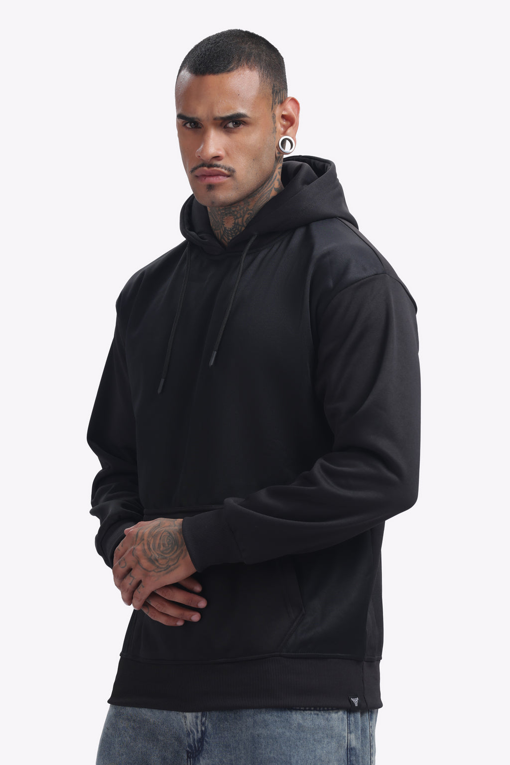 Hoodie - Russian Fleece - Dropshoulder - Black