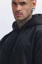 Cotton Blend Hoodie - Russian Fleece - Dropshoulder - Black