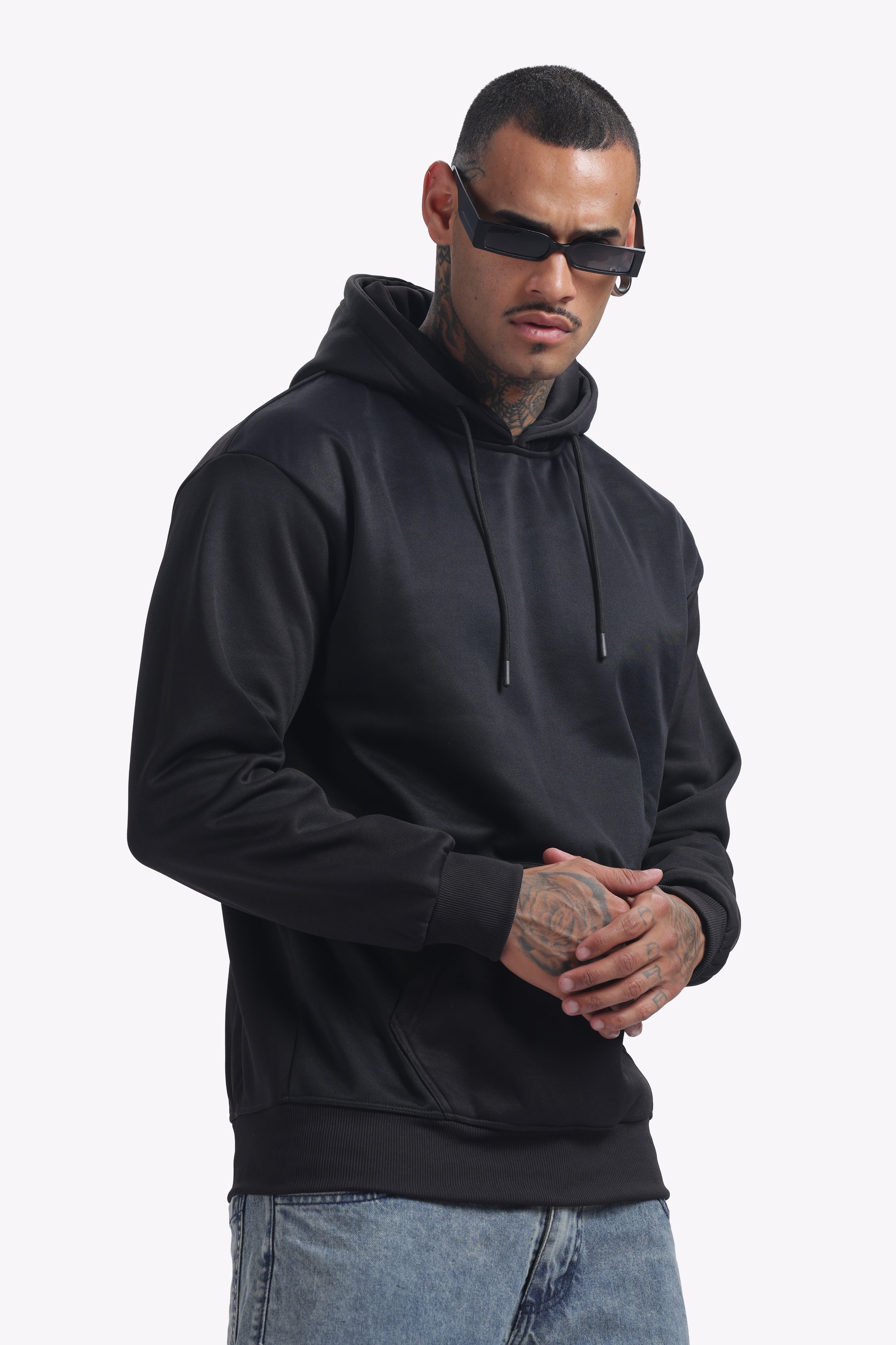 Hoodie - Russian Fleece - Dropshoulder - Black