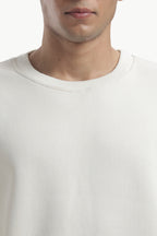 Sweatshirt - 100% Cotton Fleece - Off White