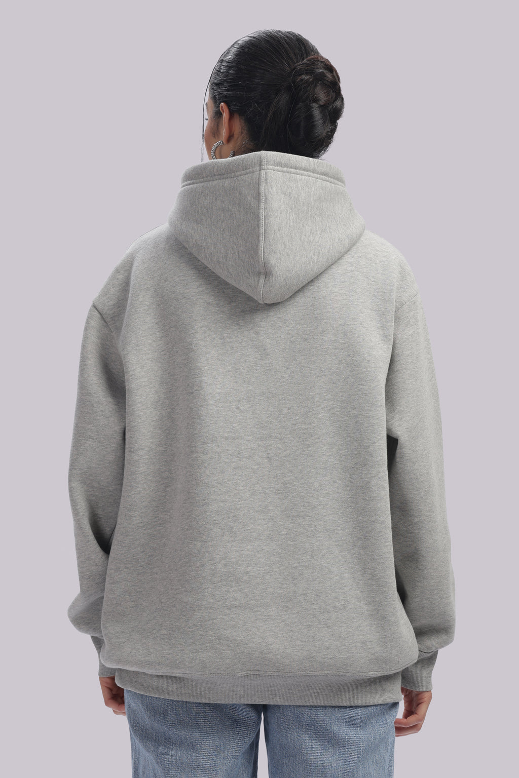 Hoodie - 100% Cotton Fleece - Dropshoulder - Milange Grey