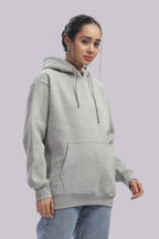 Hoodie - 100% Cotton Fleece - Dropshoulder - Milange Grey