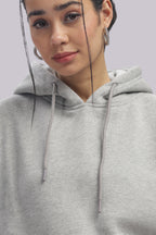 Hoodie - 100% Cotton Fleece - Dropshoulder - Milange Grey