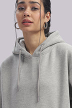 Hoodie - 100% Cotton Fleece - Dropshoulder - Milange Grey