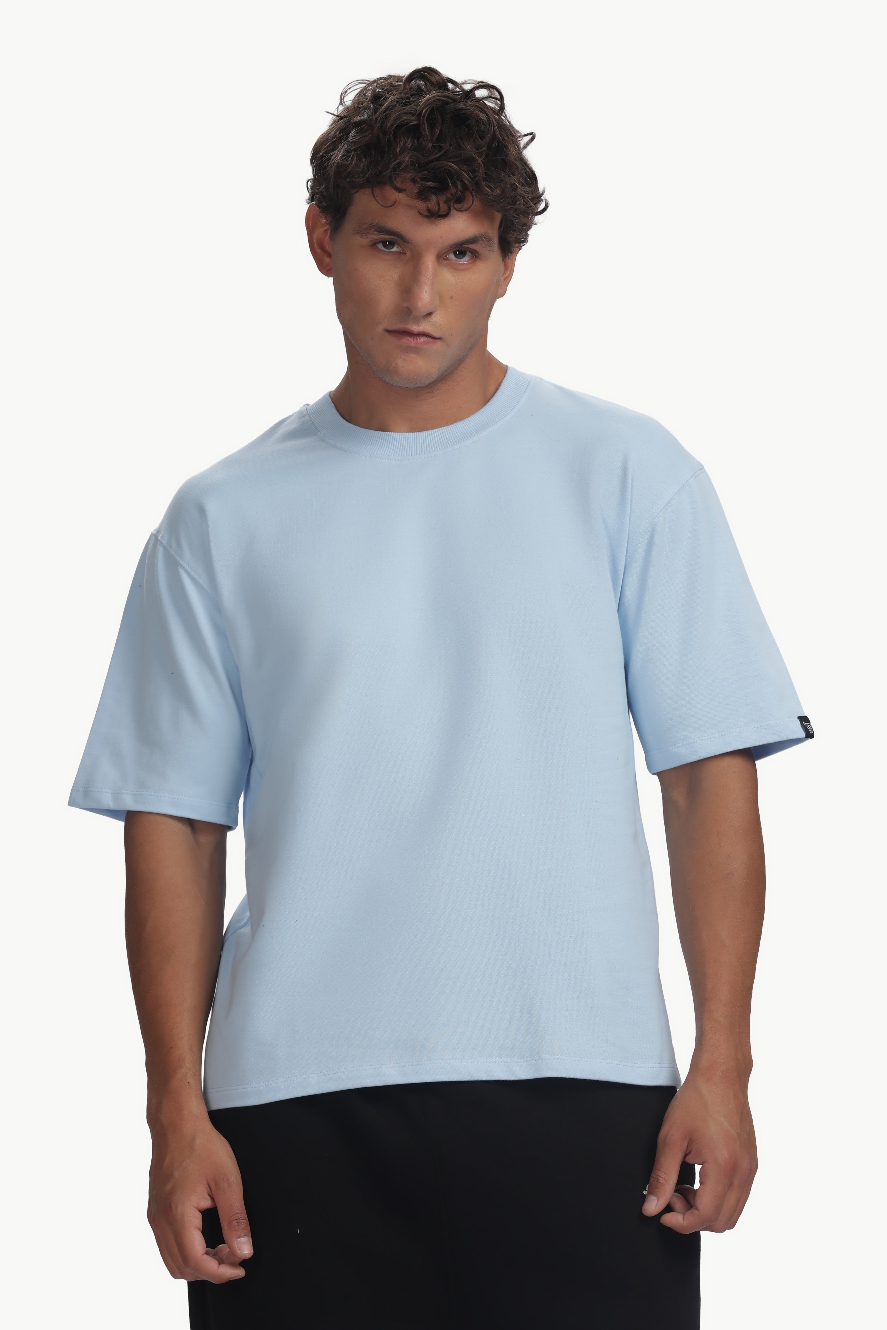 Boxy fit oversize cotton Tshirt ( Sky Blue )