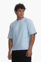 Boxy fit oversize cotton Tshirt ( Sky Blue )