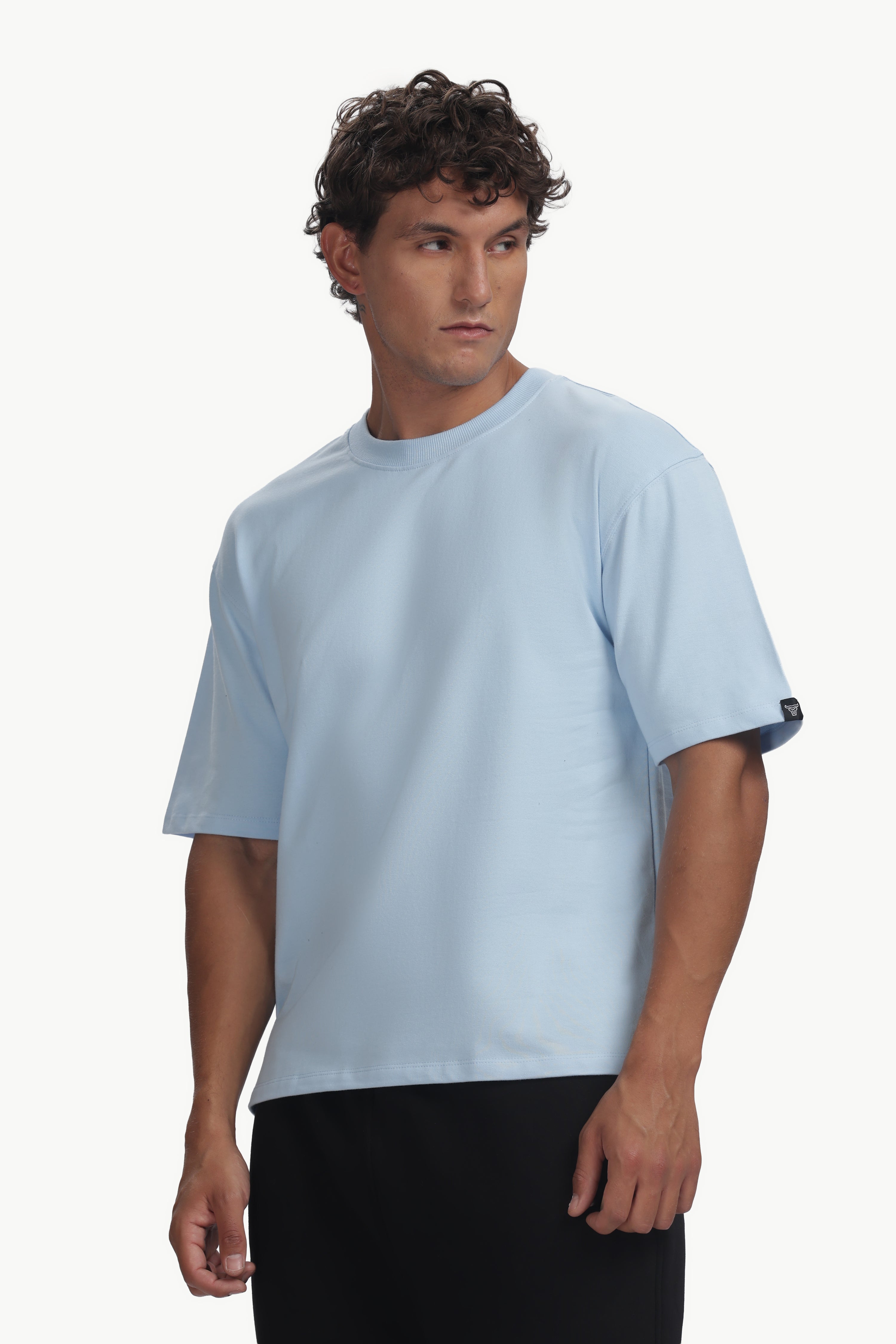 Boxy fit oversize cotton Tshirt ( Sky Blue )