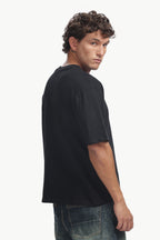 Boxy fit oversize cotton T-shirt ( Black )