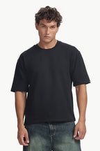 Boxy fit oversize cotton T-shirt ( Black )