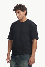 Boxy fit oversize cotton T-shirt ( Black )