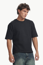 Boxy fit oversize cotton T-shirt ( Black )