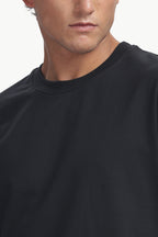 Boxy fit oversize cotton T-shirt ( Black )