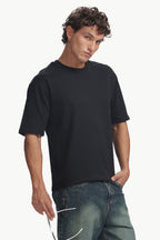 Boxy fit oversize cotton T-shirt ( Black )