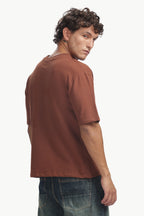 Boxy fit oversize cotton T-shirt ( Saddle Brown)