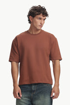 Boxy fit oversize cotton T-shirt ( Saddle Brown)