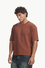 Boxy fit oversize cotton T-shirt ( Saddle Brown)
