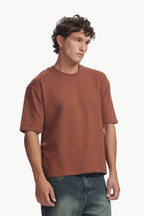 Boxy fit oversize cotton T-shirt ( Saddle Brown)