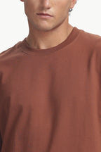 Boxy fit oversize cotton T-shirt ( Saddle Brown)