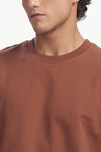 Boxy fit oversize cotton T-shirt ( Saddle Brown)