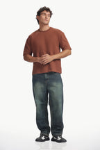 Boxy fit oversize cotton T-shirt ( Saddle Brown)
