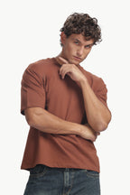 Boxy fit oversize cotton T-shirt ( Saddle Brown)