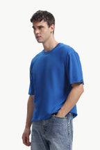 Boxy fit oversize cotton T-shirt ( Royal blue )