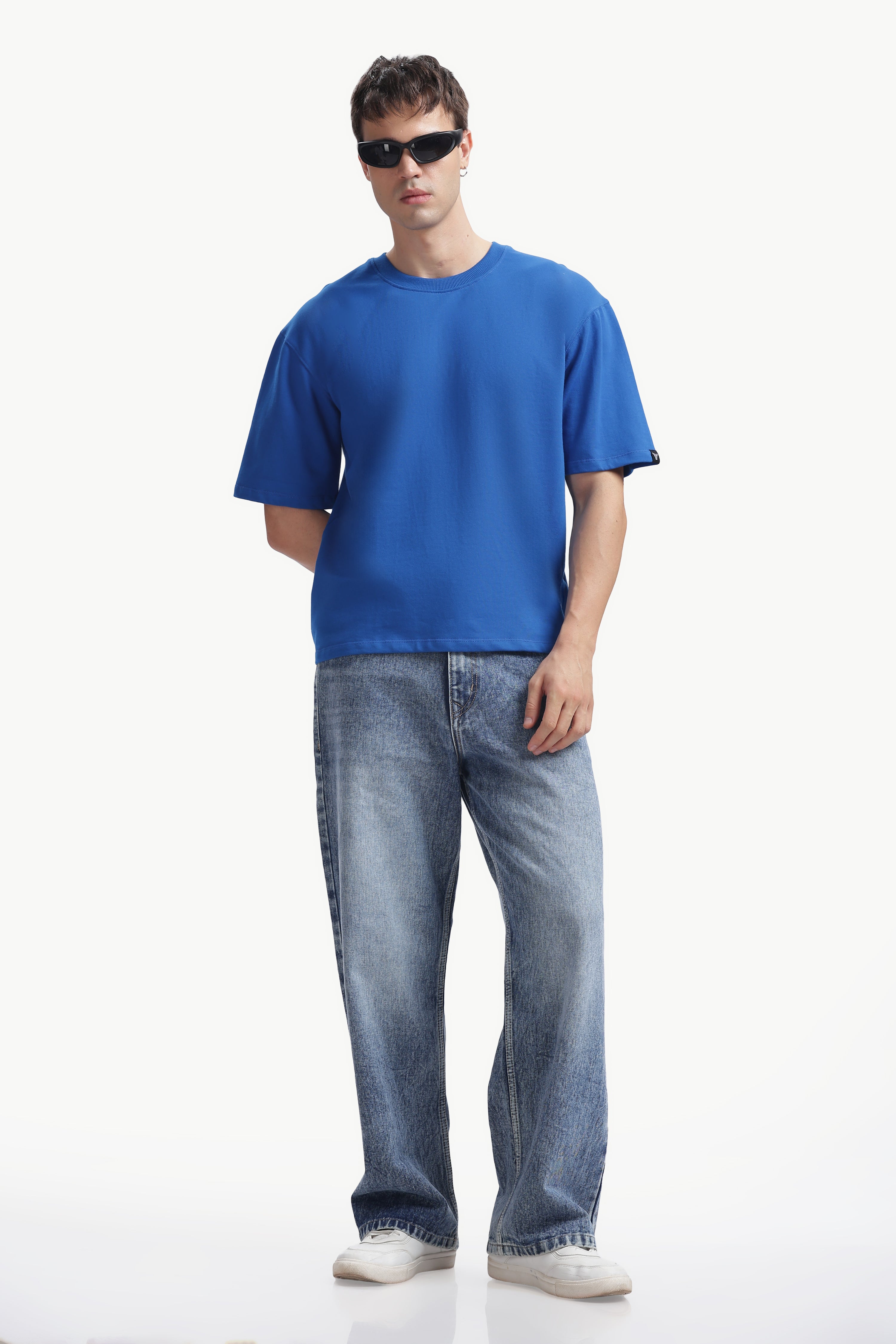 Boxy fit oversize cotton T-shirt ( Royal blue ) – HEMISH LIFESTYLE